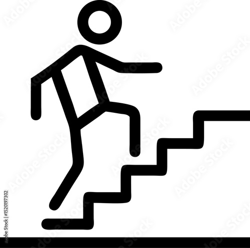 Simple Line Icon Depicting a Person Struggling with a Challenge or Obstacle Minimalist Design for Visual Communication and User Interface