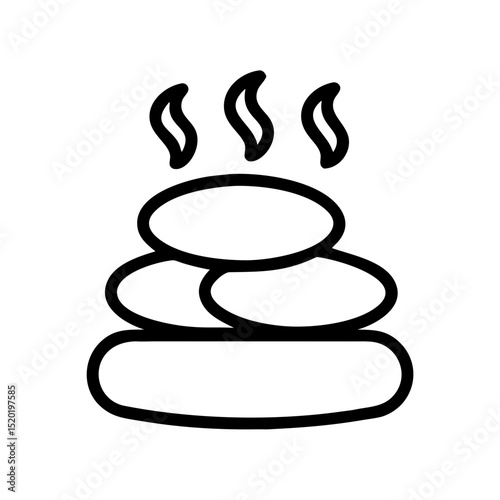 Hot Stone Minimal Outline Icon — Elegant Spa Therapy and Relaxation Symbol


