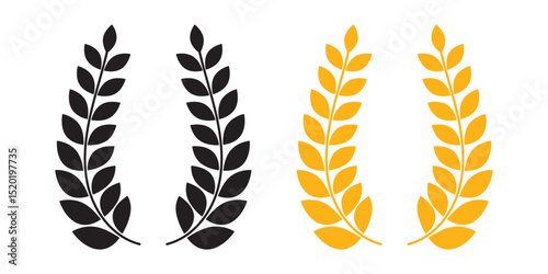 Wheat icon set. Collection of black wheat ear silhouettes, ideal for agriculture logos, organic product labels, and rural themed designs. Vector illustration. EPS 10.