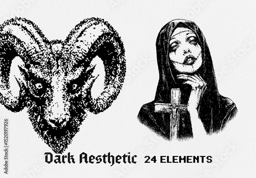Detailed Dark Aesthetic Dithering Graphic Pack