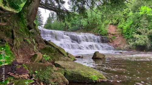 Agate Falls is an impressive waterfall in the Ottawa National Forest of Michigan