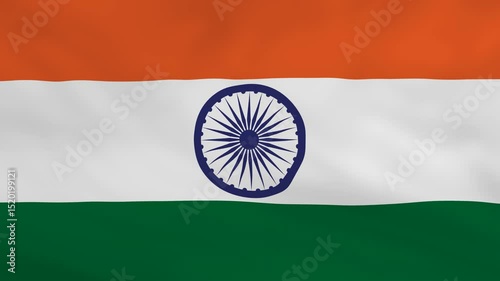 Waving India Flag in the Wind – 4K Slow Motion Footage. 