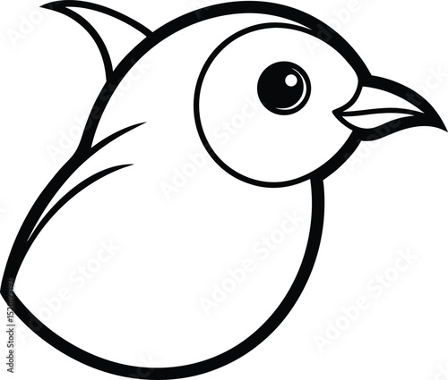 yellow vented bulbul head icon line art vector illustration on transparent background
