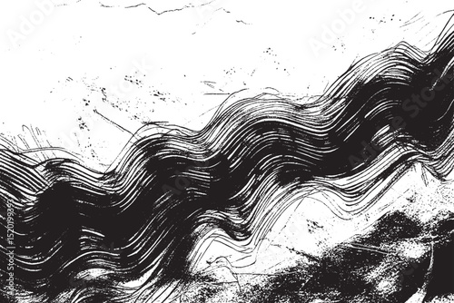 Wavy Ink Streak Pattern with Gritty Texture

