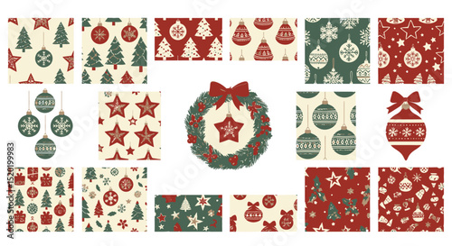 Elegant Christmas Patterns Festive Ornaments & Wrapping Paper Designs
