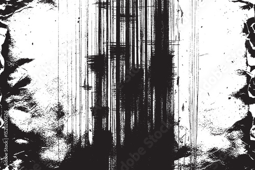 Industrial Glitch Texture with Vertical Noise and Frame Burn

