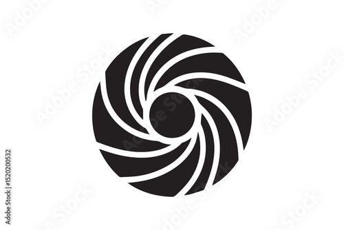 A Camera Shutter silhouette with a simple, understated design set against a white background
