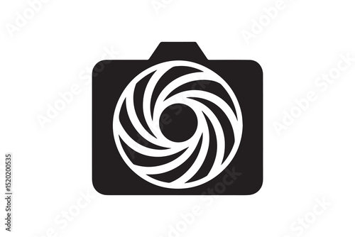 A Camera Shutter silhouette with a simple, understated design set against a white background