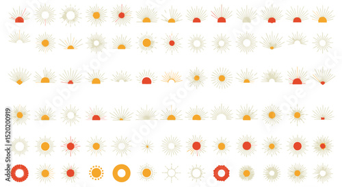 Collection of Vintage Sunburst Illustrations EPS Vector Graphics