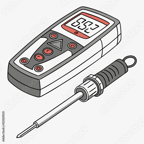 Creative pH Meter Vector Illustration | Modern Flat Design for Laboratory Measurement, Chemistry Education, and Water Quality Testing Projects
