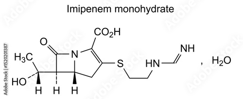Chemical structure of imipenem monohydrate, drug substance