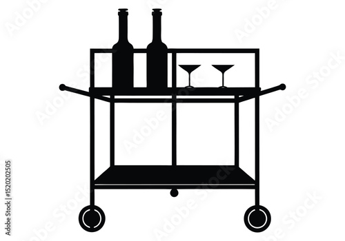 Metal Frame Bar Cart Silhouette Modern Mixology  silhouette