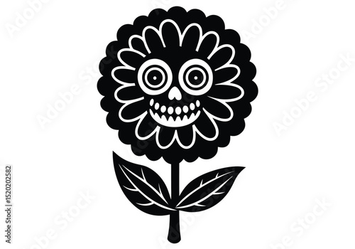 Mexican Marigold Day Of The Dead Style  silhouette