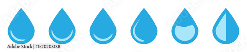 Blue water drop icon. Drop icon in flat style.