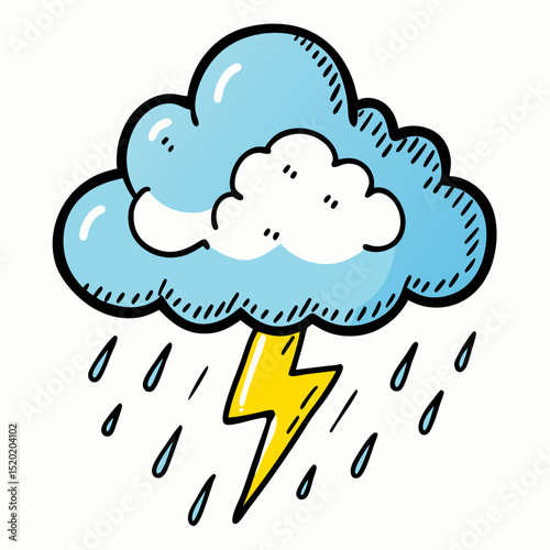 Hand Drawn Cloud with Precipitation A Vector Illustration of Rain Snow and Thunder Ideal for Weather Related Designs and Educational