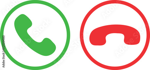Accept and Reject red and green phone icon circle shape.