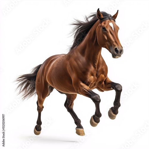 Majestic Brown Stallion in Action. Equestrian Beauty   Agility in Natural Habitat