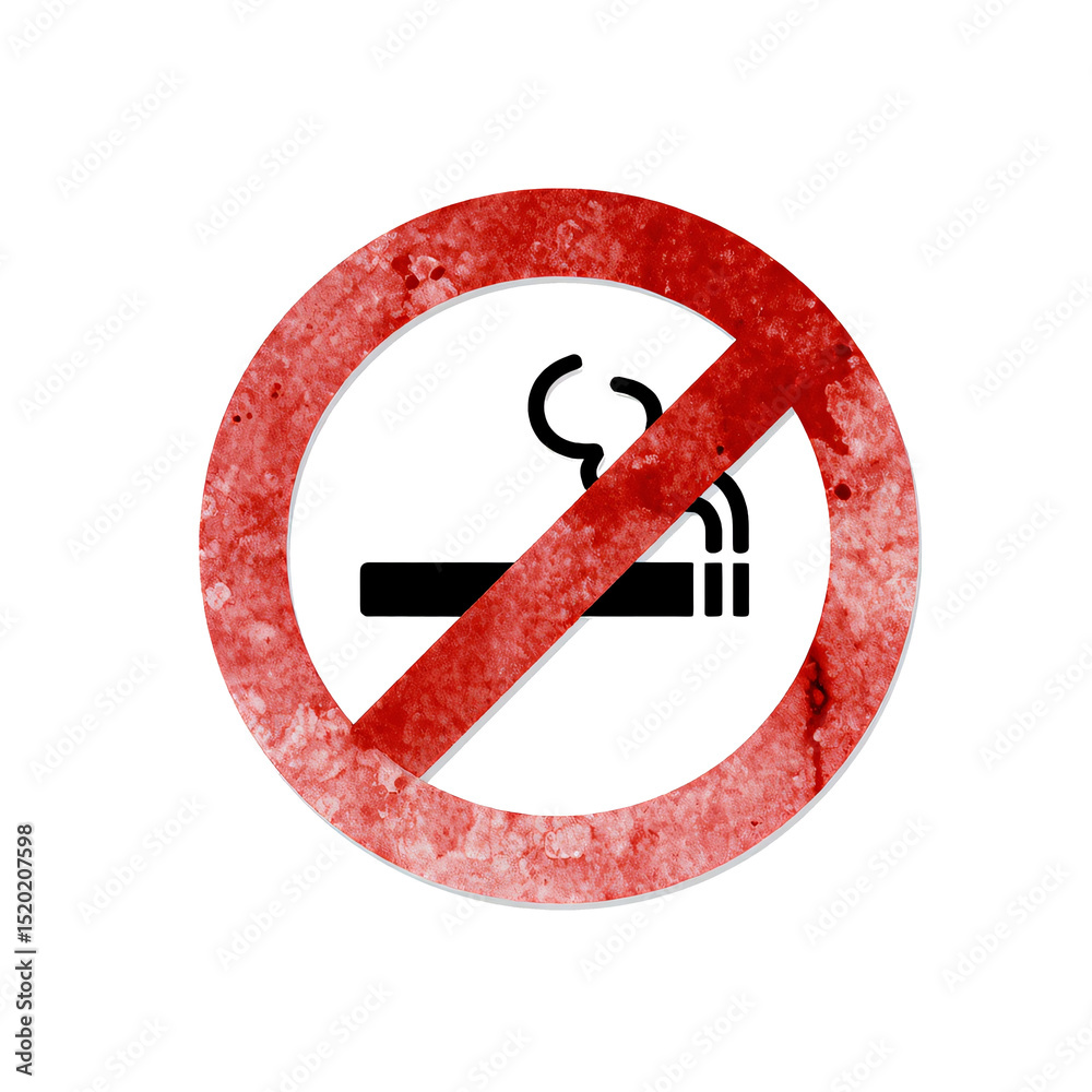 Obraz premium Soft watercolor illustration stickers, No smoking editable stroke outline icon isolated on white background flat vector illustration.