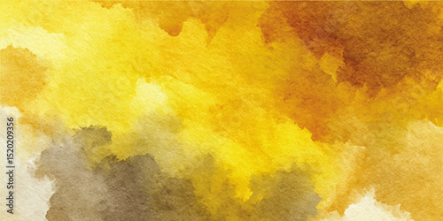 Yellow Watercolor Background Texture - Abstract Design with Orange Tones and Textured Material Paint. A vibrant watercolor background featuring warm hues of yellow and orange, evoking feelings of warm