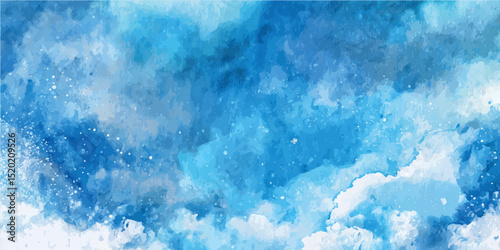 space background with stars. abstract winter-themed blue background with shimmering snow and beautifully patterned snowflakes