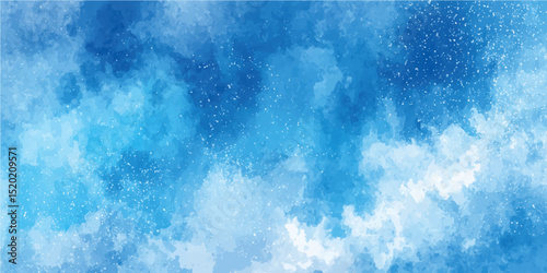 space background with stars. abstract winter-themed blue background with shimmering snow and beautifully patterned snowflakes