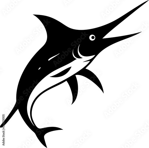 Jumping Swordfish Icon Vector Illustration with Clean Lines and Bold Design Suitable for Marine Life and Fishing Themes