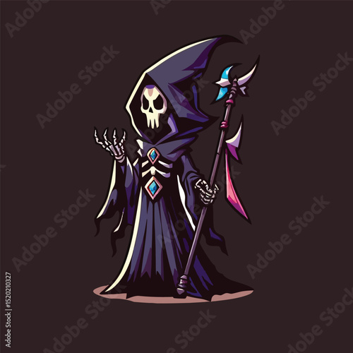 vector style cute grim reaper mascot
