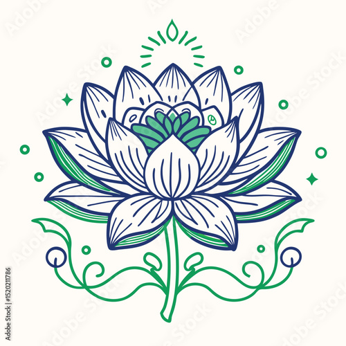 Elegant Lotus Flower Line Art A Serene Botanical Illustration