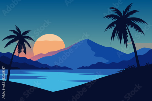 tropical beach with palm trees