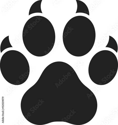 Simple black and white animal paw print symbol representing pet footprints and tracks