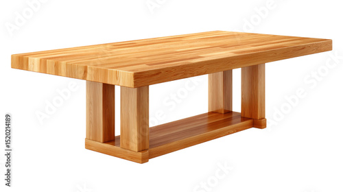 Wooden Dining Table with Contemporary Design and Natural Finish in Minimalist Style