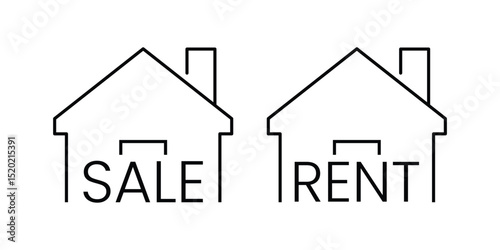 Set of rent and sale house icon collection. Industrial warehouse, real estate symbol.