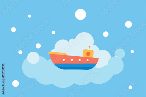 vector illustration of a ship in the sea