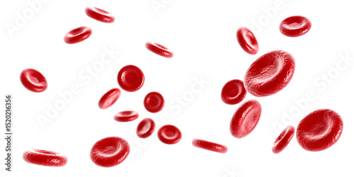 Red blood cells microscopic view isolated on a white background png ai generated