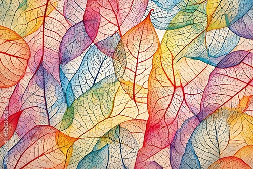 Vibrant Rainbow Leaves A Colorful Autumn Leaf Skeleton Artwork