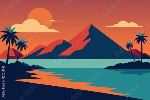 vector illustration of a tropical beach
