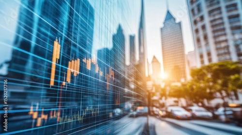 Urban Financial Growth with Stock Market Graph and City Skyline