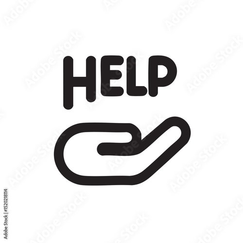Assistance request hand symbol for support concepts