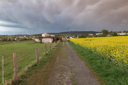 Unwetter über der Kleinstadt Neu-Anspach im Taunus, Hochtaunuskreis, Hessen, Deutschland  photo