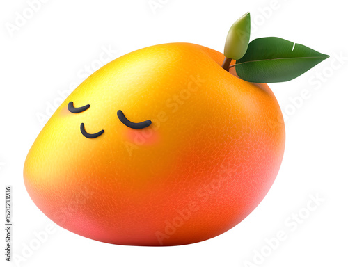 sleepy pastel mango adorable sleepy fruit 3d render sleepy mango 3d illustration png isolated on transparent