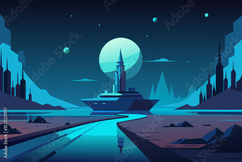 ship in the moonlight