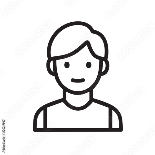 Simple line art of a young person with a friendly expression