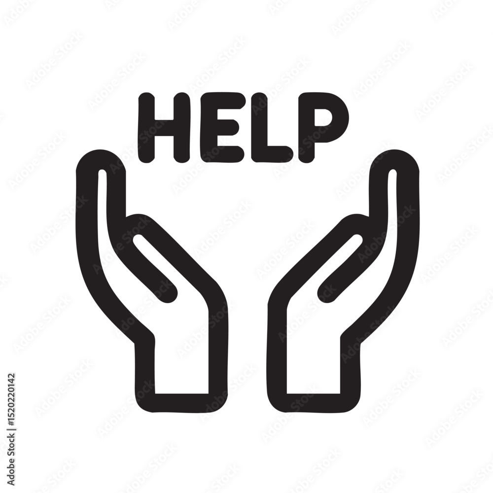 Obraz premium Support gesture with hands and help message for assistance