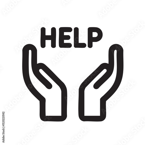 Support gesture with hands and help message for assistance