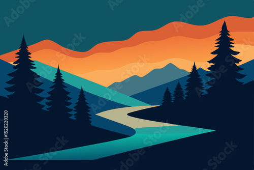winter landscape with mountains