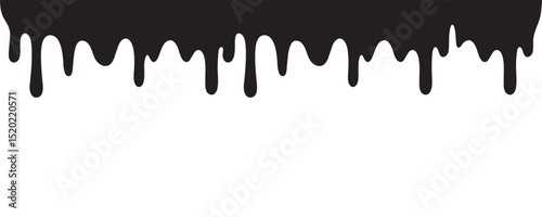 Splashes and drips. Black ink drops. Seamless texture of dripping paint. Vector illustration