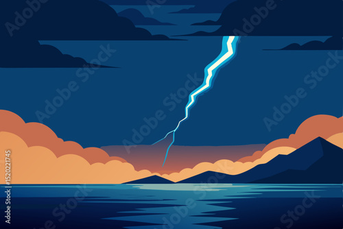 lightning over the ocean