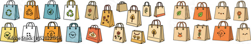 Eco Friendly Shopping Bag Minimalist Vector Illustration for Sustainable Living and Green Consumerism Concepts