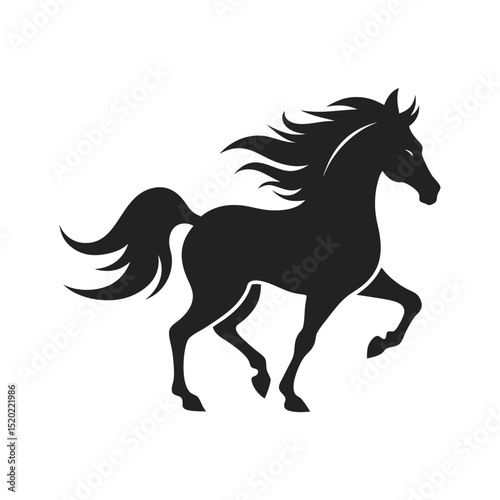 horse galloping in field silhouette vector.eps