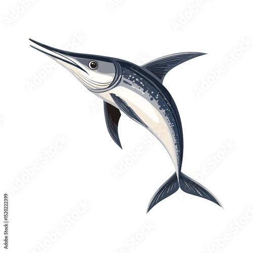 Swordfish Ascending: A majestic swordfish glides upward, its sleek body a testament to marine grace and power. capturing the essence of underwater elegance and nautical wonder.